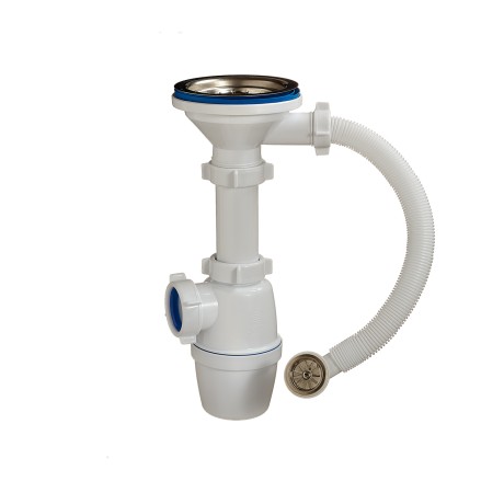 Сифон для мойки с выпуском 3 1/2"х40 мм с переливом для керамогранитных моек Orio