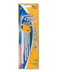 Ключ Kraft торцевой Г-образный torx, длинный, набор 9 штук