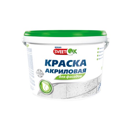 Краска акриловая для фасадов белоснежная SveetOk