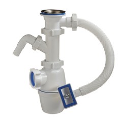 Сифон бутылочный 1-1/2&quot; х 40, с одним отводом, с переливом