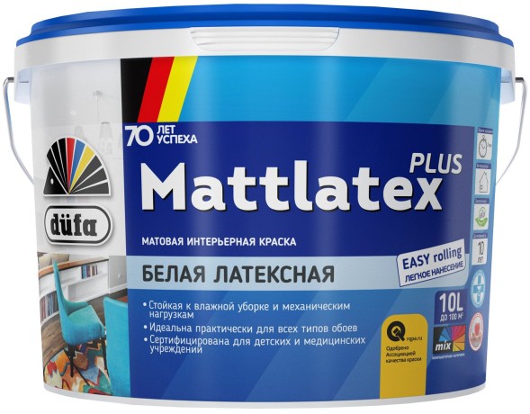 Краска матовая латексная интерьерная Dufa Mattlatex Plus