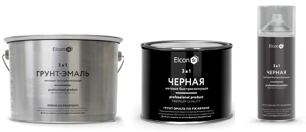 Грунт-эмаль быстросохнущая по ржавчине 3 в 1 Elcon