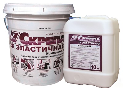 Смесь гидроизоляционная поверхностная двухкомпонентная эластичная Скрепа 2К