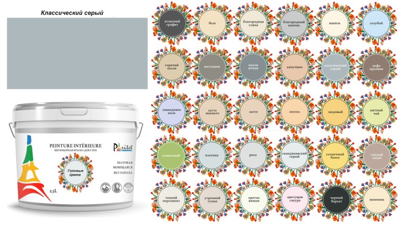 Краска матовая интерьерная моющаяся Paritet Peinture Interieure