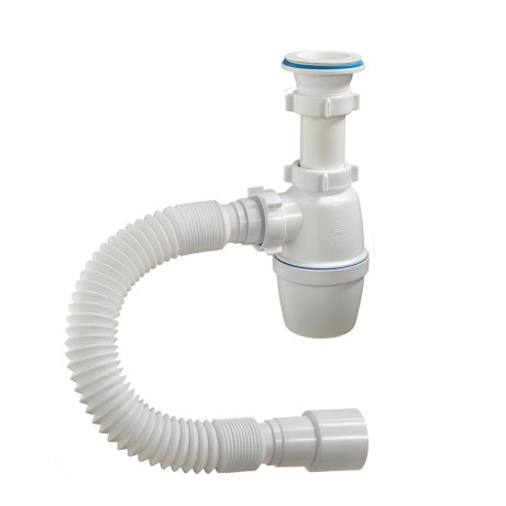 Сифон для раковины и мойки с пласт. решеткой 1 1/2"х40 мм с гибкой трубой 40х40/50 мм, пластиковая решетка Orio