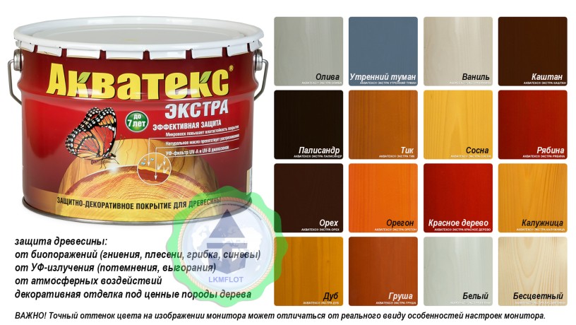 Защитное покрытие для древесины Акватекс Экстра