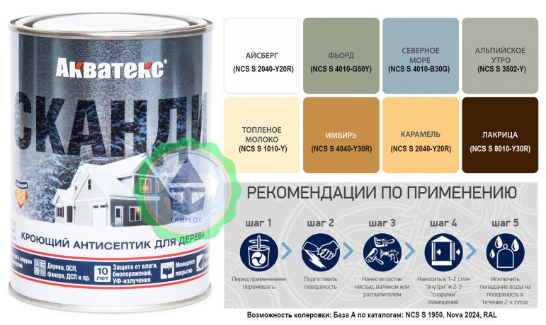 Антисептик кроющий для древесины Акватекс Сканди