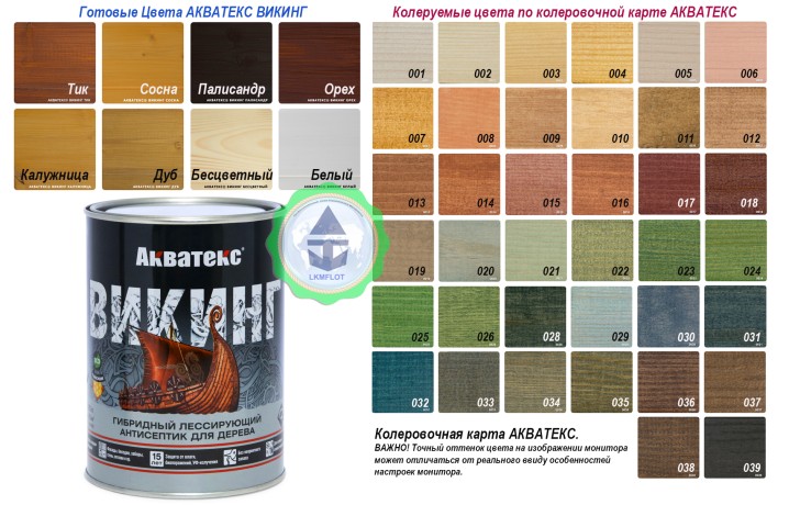 Антисептик лессирующий гибридный для дерева Акватекс Викинг