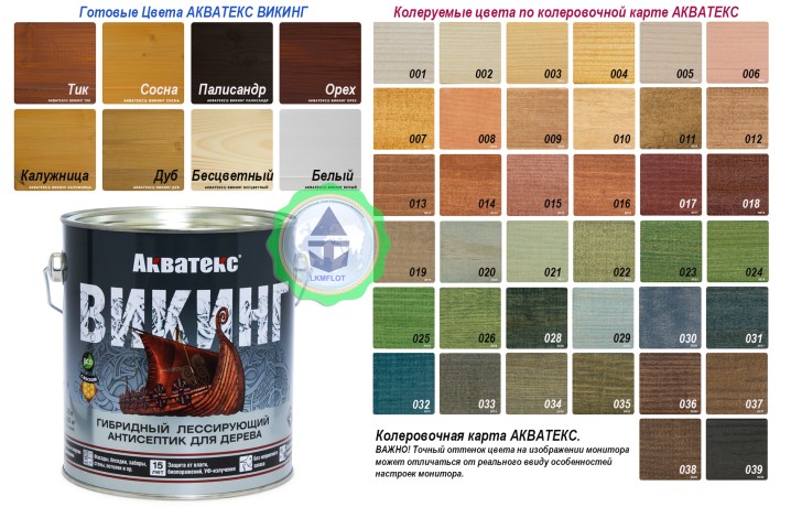 Антисептик лессирующий гибридный для дерева Акватекс Викинг