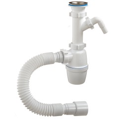 Сифон для раковины и мойки выпуском 1 1/2&quot;х40 мм с одним отводом и прямой трубой 40 мм Orio