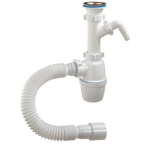 Сифон для раковины и мойки выпуском 1 1/2"х40 мм с одним отводом и прямой трубой 40 мм Orio