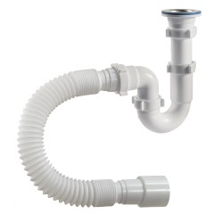 Сифон для раковины и мойки 1-1/2&quot; 40 прямоточный с гибкой трубой 40х40/50 мм Orio