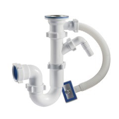 Сифон для раковины и мойки 1-1/2" 40 прямоточный с одним отводом и переливом Orio