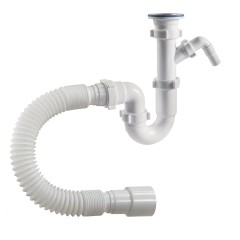 Сифон для раковины и мойки 1-1/2" 40 прямоточный с одним отводои и гибкой трубой 40х40/50 мм Orio
