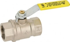 Кран шаровой Bugatti для газа, полнопроходной, внутренняя/внутренняя резьба, рычаг из стали желтого цвета Арт. 475