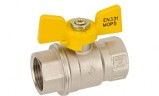 Кран шаровой Bugatti для газа, полнопроходной, внутренняя/внутренняя резьба, «бабочка» из алюминия желтого цвета Арт. 476