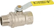 Кран шаровой Bugatti для газа, полнопроходной, наружная/внутренняя резьба, рычаг из стали желтого цвета Арт. 477