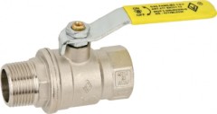 Кран шаровой Bugatti для газа, полнопроходной, наружная/внутренняя резьба, рычаг из стали желтого цвета Арт. 477
