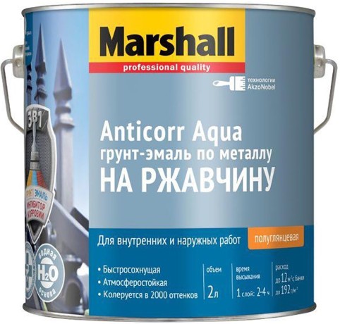 Грунт-эмаль на ржавчину на водной основе Marshall Anticorr Aqua