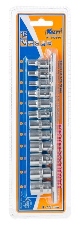 Набор торцевых головок Kraft 1/4"Dr. 12 шт.
