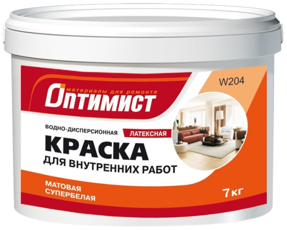 Краска Оптимист W204 интерьерная супербелая матовая
