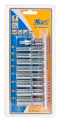 Набор торцевых головок Kraft 1/4"Dr. Высокие 9 шт.