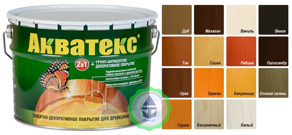 Защитное покрытие для древесины Акватекс 2 в 1