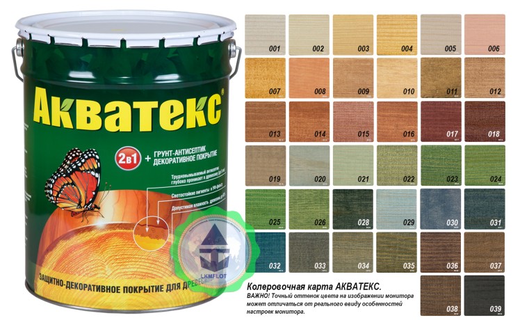 Защитное покрытие для древесины Акватекс 2 в 1