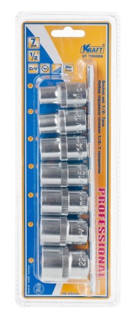 Набор торцевых головок Kraft 1/2"Dr. 7 шт.