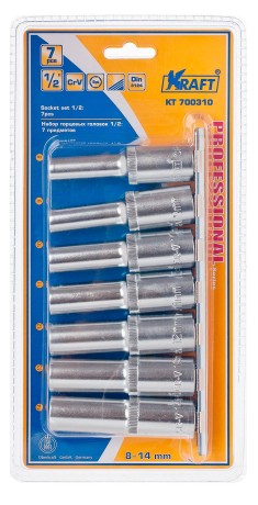 Набор торцевых головок Kraft 1/2"Dr. Высокие 7 шт.
