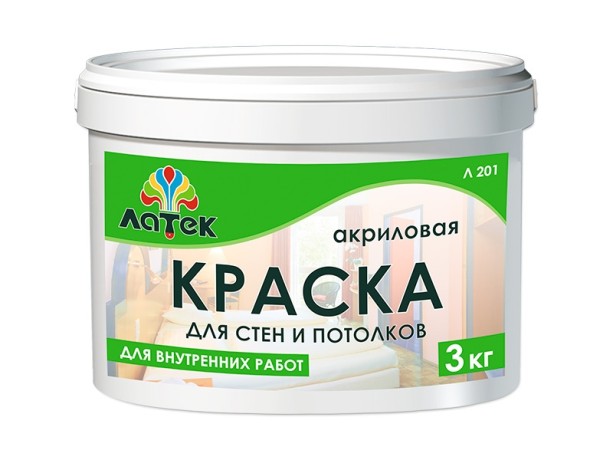 Краска для стен и потолков Латек Л-201