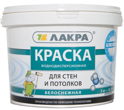Краска для стен и потолков Лакра белоснежная