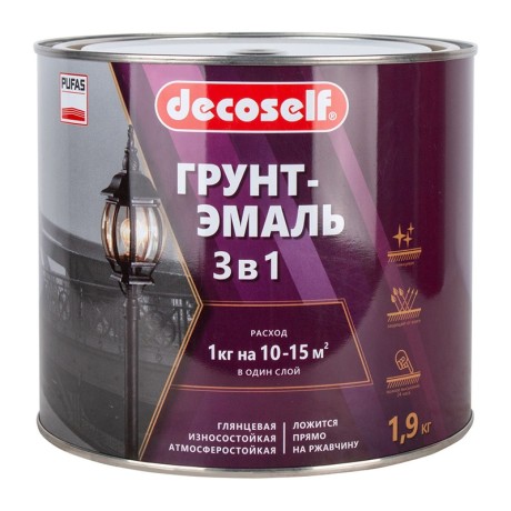 Грунт-эмаль "3 в 1" по ржавчине Pufas Decoself