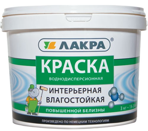Краска интерьерная влагостойкая Лакра белоснежная