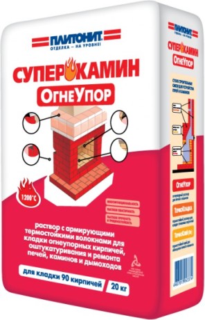 Раствор термостойкий Плитонит Супер Камин ОгнеУпор