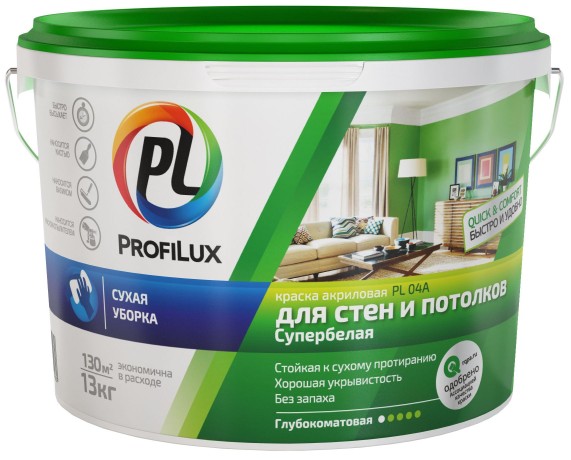 Краска акриловая для стен и потолков Профилюкс PL-04А