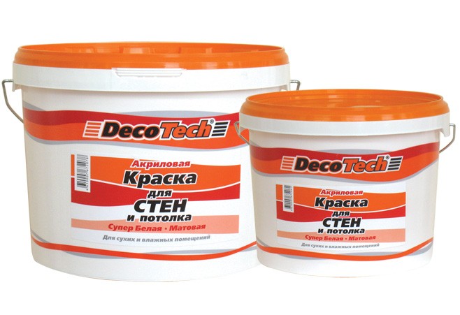 Краска латексная влагостойкая для стен и потолков DecoTech