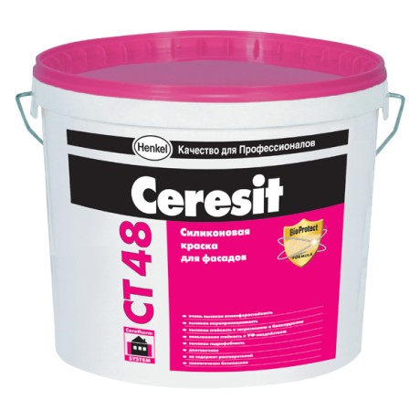 Краска силиконовая для внутренних и наружных работ Ceresit CT 48