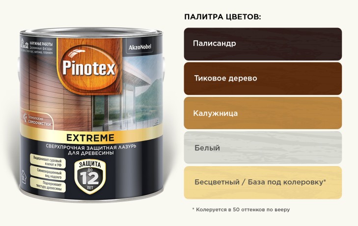 Пропитка декоративная для защиты древесины Пинотекс Экстрим