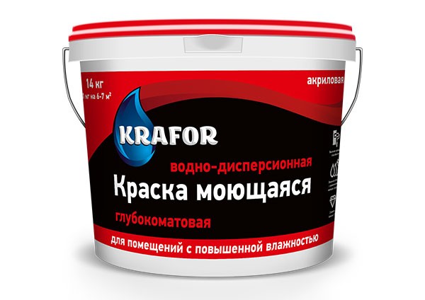 Краска интерьерная моющаяся Krafor