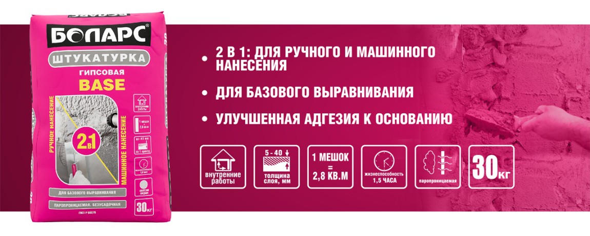 Штукатурка гипсовая Боларс Base