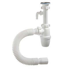 Сифон для умывальника 1 ? х 40 мм c удлиненным патрубком, с отводом, c гибкой трубой 40-40 мм Orio