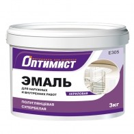Эмаль акриловая Оптимист E305 полуглянцевая супербелая