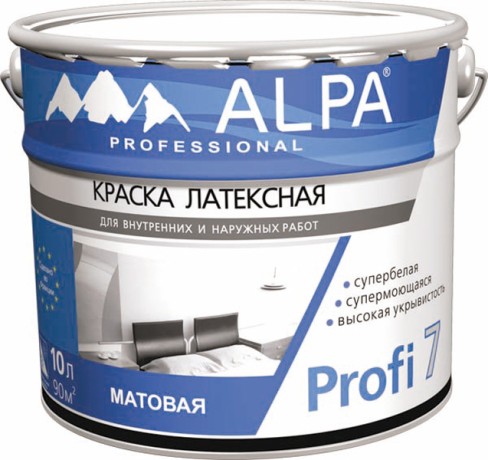 Краска профессиональная для стен и потолков Alpa Profi 7