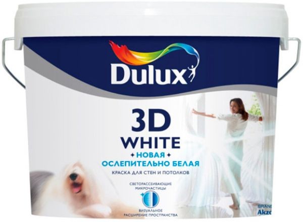 Краска для стен и потолков водно-дисперсионная Dulux 3D White