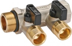 Коллекторы с кранами шаровыми на 2 выхода Bugatti, межосевое расстояние 36 мм Арт. 4210