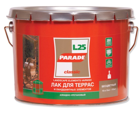 Лак для террас и ландшафтных элементов Parade Classic L25