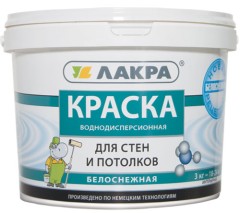 Краска для стен и потолков Лакра белоснежная