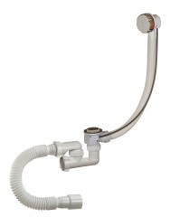 Слив-перелив для ванны полуавтомат с сифоном регулируемый 1 1/2&quot;х40 мм с гибкой трубой 40х40/50 мм Orio