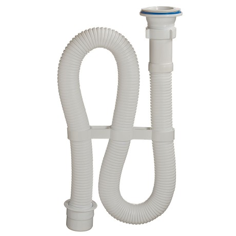 Сифон гофрированный 1-1/2" х 40 белый, с пластиковой решеткой D-70